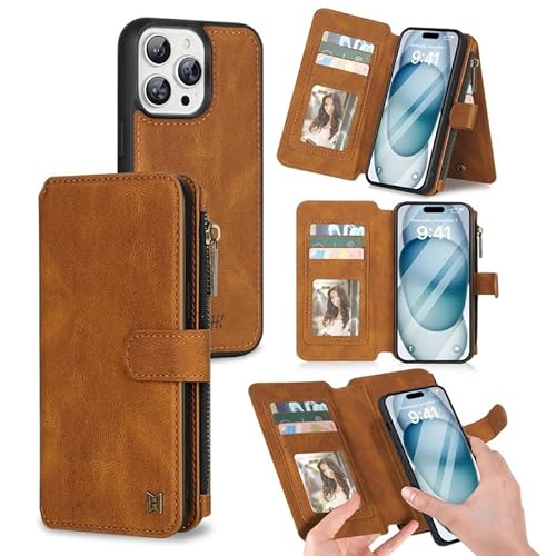 Yidai-Silu Hülle für iPhone 16 Pro Max 2-in-1 LederhülleAbnehmbarer Geldbörse Magnetisches Wallet Case Kartenfächern Kabelloses Laden Reißverschluss Tasche Stoßfestes Klapphülle Cover - Braun Yidai-Silu Hülle für iPhone 16 Pro Max 2-in-1 LederhülleAbnehmbarer Geldbörse Magnetisches Wallet Case Kartenfächern Kabelloses Laden Reißverschluss Tasche Stoßfestes Klapphülle Cover - Braun von Yidai-Silu