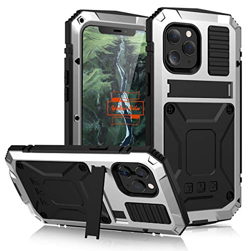 Yidai-Silu iPhone 12 Mini 360 Grad Militärstandard Hülle IP-54 Outdoor Hybrid Schutzhülle wasserdichte Stoßfest Metal Case Cover + Displayschutz für iPhone 12 Mini 5,4" - Silber von Yidai-Silu