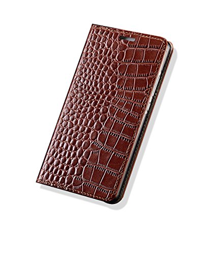 Yidai-Silu iPhone 13 Mini Echt Leder Flip Hülle, 【Luxuriös Krokodil Muster, Business】 Handy Tasche Wallet Case Schutz Cover für iPhone 13 Mini 5,4" - Alligator Dunkelbraun von Yidai-Silu