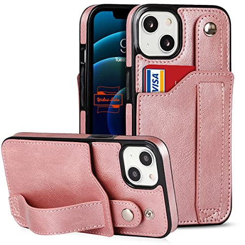 Yidai-Silu iPhone 14 PU Leder Hülle 【RFID Schutz, Fingerhalter, Kartenfach】 Back Cover Tasche Sport Etui Schale Rückseite Case Handyhülle für iPhone 14 6,1" - Rosegold Yidai-Silu iPhone 14 PU Leder Hülle 【RFID Schutz, Fingerhalter, Kartenfach】 Back Cover Tasche Sport Etui Schale Rückseite Case Handyhülle für iPhone 14 6,1" - Rosegold von Yidai-Silu