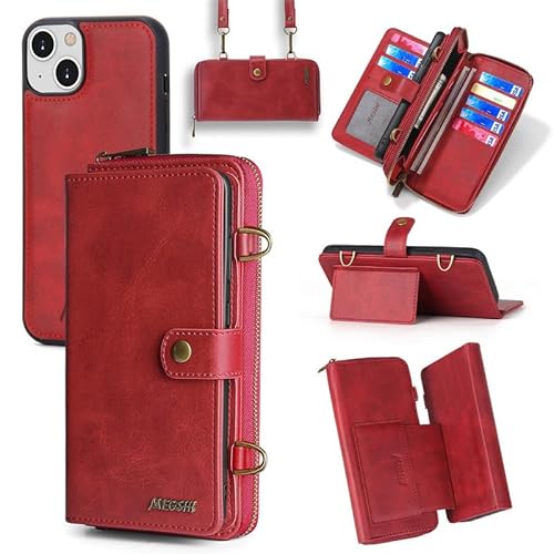 Yidai-Silu Lederhülle für iPhone 14 Plus Wallet Case 【3 in 1 Abnehmbar Geldbeutel, Mutil-Funktion】 Magnet Hülle PU Leder Etui Flip Cover Brieftasche Geldbörse für iPhone 14 Plus -Rot Yidai-Silu Lederhülle für iPhone 14 Plus Wallet Case 【3 in 1 Abnehmbar Geldbeutel, Mutil-Funktion】 Magnet Hülle PU Leder Etui Flip Cover Brieftasche Geldbörse für iPhone 14 Plus -Rot von Yidai-Silu
