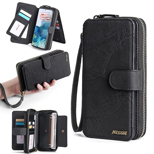 Yidai-Silu iPhone 14 Pro Leder Schutz Tasche 【2 in 1 Abnehmbar, Mutil-Funktion, Drehbar Kartenfach】 Magnet Hülle Kunstleder Flip Case Geldbeutel für iPhone 14 Pro 6,1" - Schwarz von Yidai-Silu