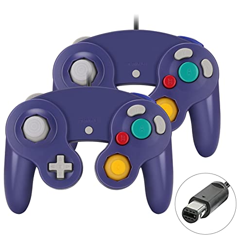 Yideng Gamecube Controller, 2er-Pack Classic Wired Gamecube-Controller Vibration Gamepad, Kompatibel mit Gamecube/Wii U/Wii/PC/Switch-Controller, Lila-blau von Yideng