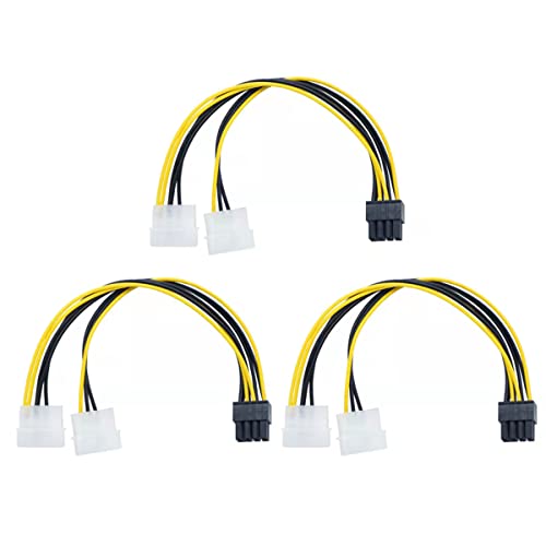 3er-Pack Molex Stecker auf PCI-E 8 pin Buchse Adapter Kabel für Video-Grafikkarten, ASUS, NVIDIA, AMD, EVGA GeForce,Gigabyte, Sapphire - 7 Zoll von YieJoya