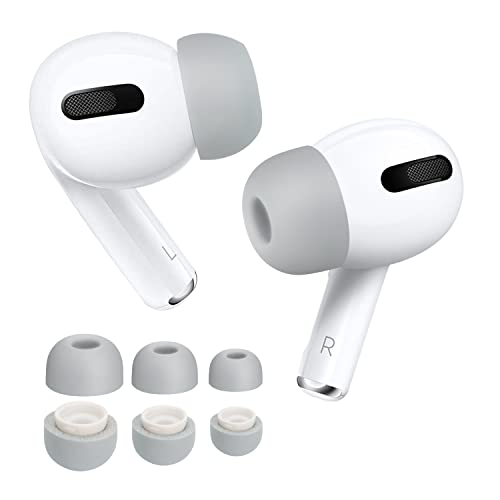 Ear Pads für AirPods Pro, Memory Foam Tips Anti-Rutsch-Ohrstöpsel Ersatz, Geräuschreduzierung, weiche Ohrhörer Tips für AirPods Pro, 3 Paar (S/M/L Grau) von YieJoya