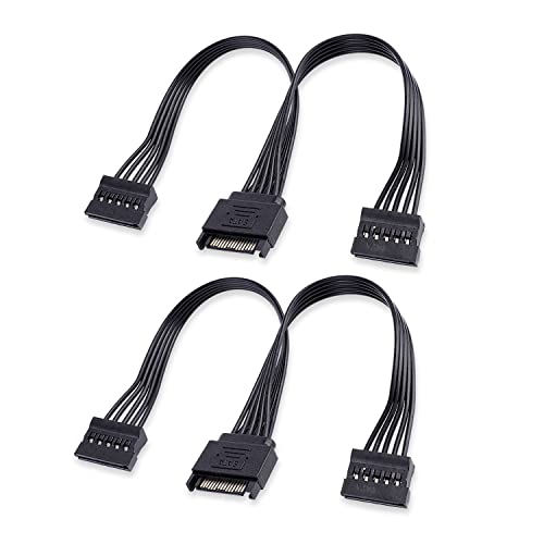 YieJoya 2Stücke 15Pin SATA Power Verlängerungskabel, 1 Male zu 2 Female Kable Cord Adapter für HDD, SSD, Optische Laufwerke, DVD Brenner, PCI Karten und Festplatten von YieJoya