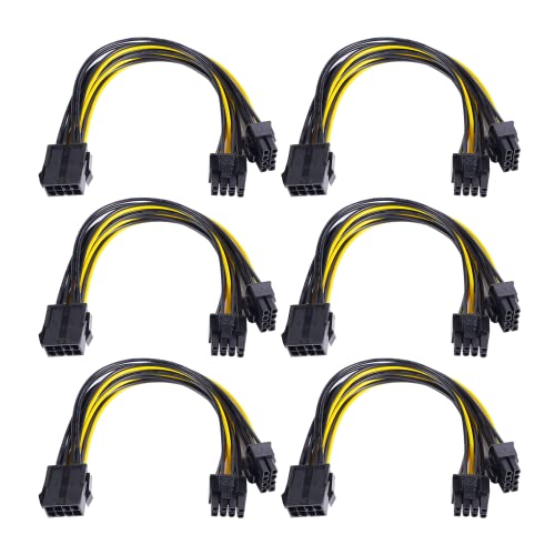 YieJoya Grafikkarte Kabel, 6er-Pack 8-Pin-auf-Dual-PCIe-8-Pin (6+2) Grafikkarten-PCI-Express-Stromadapter GPU VGA Bergbau-Videokarten-Konverterkabel 6er-Pack von YieJoya