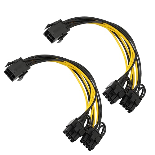 YieJoya Grafikkarte Kabel,6-Pin-auf-8-Pin-PCIe-Adapter-Stromkabel, 2er-Pack 6-Pin-auf-Dual-PCIe-8-Pin (6+2) Grafikkarten-PCI-Express-Stromadapter GPU VGA Bergbau-Videokarten-Konverterkabel von YieJoya