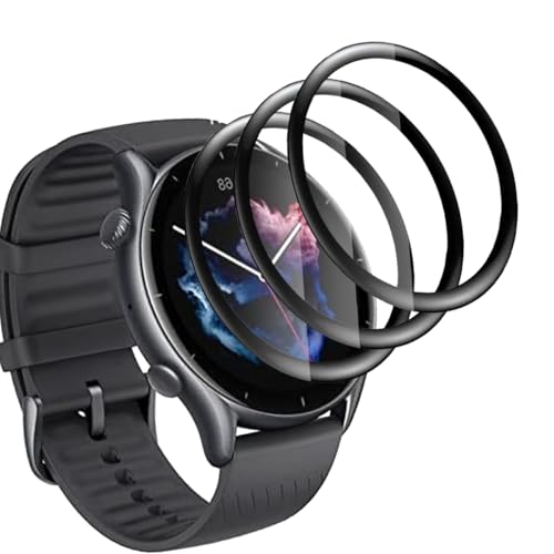 Yieehhow [3 Stück] Schutzfolie für Amazfit GTR 3 Pro 46mm Panzerglas, HD Transparent/Anti-Kratzer PMMA Komposit Schutzfolie, 3D Curved Displayschutzfolie für Amazfit GTR 3 Pro 46mm von Yieehhow