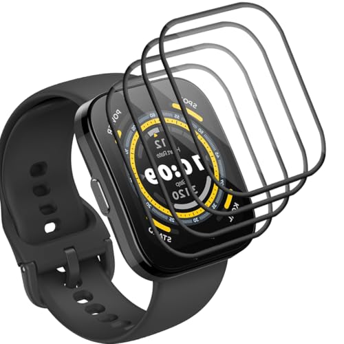 Yieehhow Schutzfolie für Amazfit Bip 5 46mm Panzerglas [4 Stück], PMMA Komposit Schutzfolie, HD Transparent/Anti-Kratzer, 3D Curved Displayschutzfolie für Amazfit Bip 5 46mm von Yieehhow