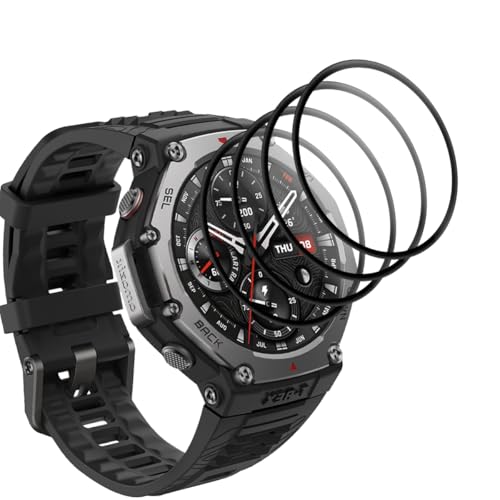 Yieehhow Schutzfolie für Amazfit T-Rex 3 Panzerglas [4 Stück], PMMA Komposit Schutzfolie, HD Transparent/Anti-Kratzer, 3D Curved Displayschutzfolie für Amazfit T-Rex 3 von Yieehhow