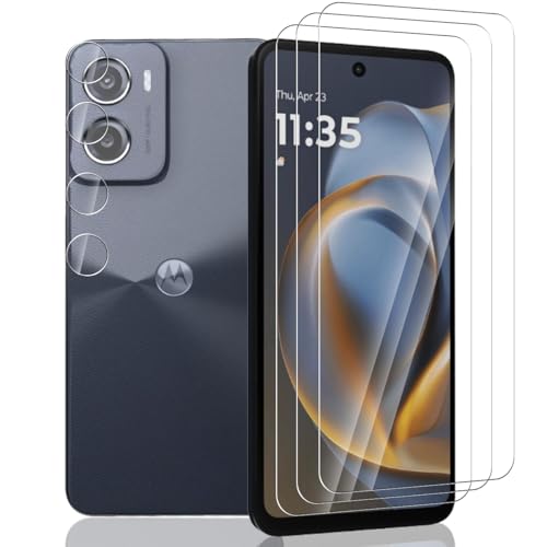 Yieehhow Schutzfolie für Motorola Moto E15 Panzerglas, [3 Stück] 9H Härte Schutzglas und [2 Stück] Kameraschutz Panzer Schutz Glas, HD Displayschutz/Bläschenfrei Panzerfolie für Moto E15 von Yieehhow