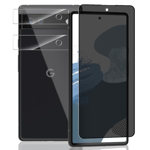 Yieehhow Sichtschutz Schutzfolie für Google Pixel 6A Panzerglas, [1 Stück] 9H Härte Anti-Spy Schutzglas und [2 Stück] Kameraschutz Panzer Schutz Glas, Privacy Panzerfolie für Google Pixel 6A von Yieehhow