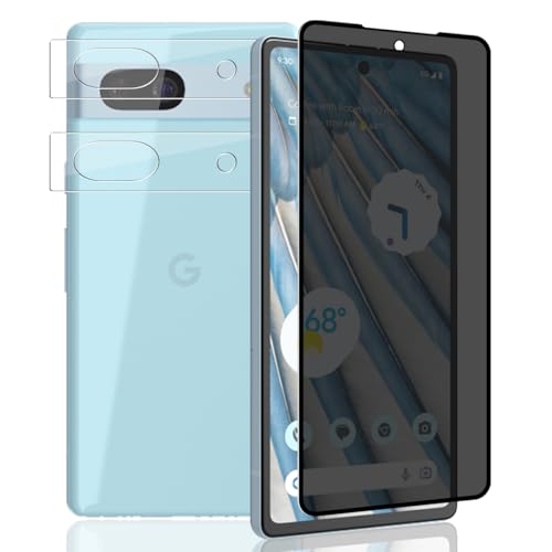 Yieehhow Sichtschutz Schutzfolie für Google Pixel 7A Panzerglas, [2 Stück] Kameraschutz Panzer Schutz Glas und [1 Stück] 9H Härte Anti-Spy Schutzglas, Bläschenfrei Panzerfolie für Google Pixel 7A von Yieehhow