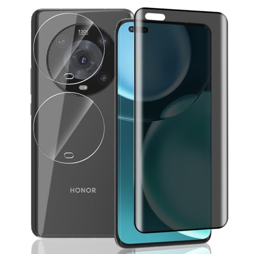 Yieehhow Sichtschutz Schutzfolie für Honor Magic 4 Pro Panzerglas, [1 Stück] 9H Härte Anti-Spy Schutzglas und [2 Stück] Kameraschutz Panzer Schutz Glas, Privacy Panzerfolie für Honor Magic 4 Pro von Yieehhow