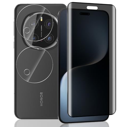 Yieehhow Sichtschutz Schutzfolie für Honor Magic 7 Lite Panzerglas, [1 Stück] 9H Härte Anti-Spy Schutzglas und [2 Stück] Kameraschutz Panzer Schutz Glas, Privacy Panzerfolie für Honor Magic 7 Lite von Yieehhow
