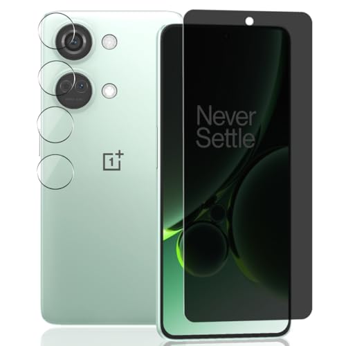 Yieehhow Sichtschutz Schutzfolie für OnePlus Nord 3 5G Panzerglas, [1 Stück] 9H Härte Anti-Spy Schutzglas und [2 Stück] Kameraschutz Panzer Schutz Glas, Privacy Panzerfolie für OnePlus Nord 3 5G von Yieehhow
