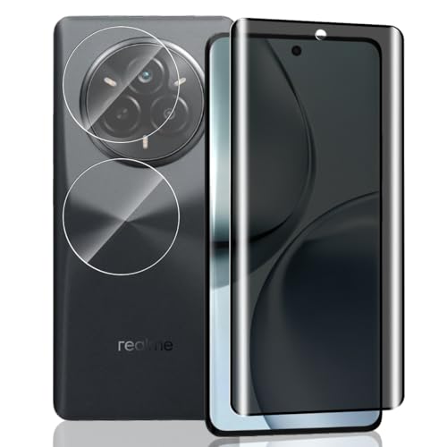 Yieehhow Sichtschutz Schutzfolie für Realme 14 Pro+/Pro Plus Panzerglas, [1 Stück] 9H Anti-Spy Schutzglas und [2 Stück] Kameraschutz Panzer Schutz Glas, Privacy Panzerfolie für Realme 14 Pro+/Pro Plus von Yieehhow
