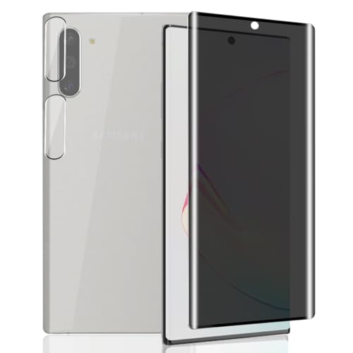 Yieehhow Sichtschutz Schutzfolie für Samsung Galaxy Note 10 Panzerglas, [1 Stück] 9H Härte Anti-Spy Schutzglas und [2 Stück] Kameraschutz Panzer Schutz Glas, Privacy Panzerfolie für Galaxy Note 10 von Yieehhow