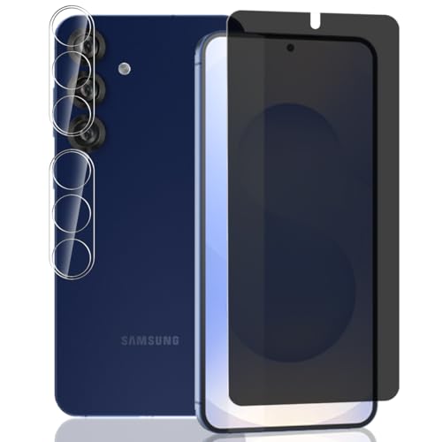 Yieehhow Sichtschutz Schutzfolie für Samsung Galaxy S25 Panzerglas, [1 Stück] 9H Härte Anti-Spy Schutzglas und [2 Stück] Kameraschutz Panzer Schutz Glas, Privacy Panzerfolie für Galaxy S25 von Yieehhow
