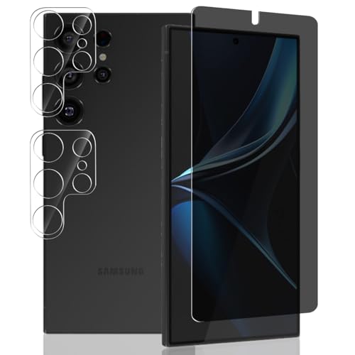 Yieehhow Sichtschutz Schutzfolie für Samsung Galaxy S25 Ultra Panzerglas, [1 Stück] 9H Härte Anti-Spy Schutzglas und [2 Stück] Kameraschutz Panzer Schutz Glas, Privacy Panzerfolie für Galaxy S25 Ultra von Yieehhow