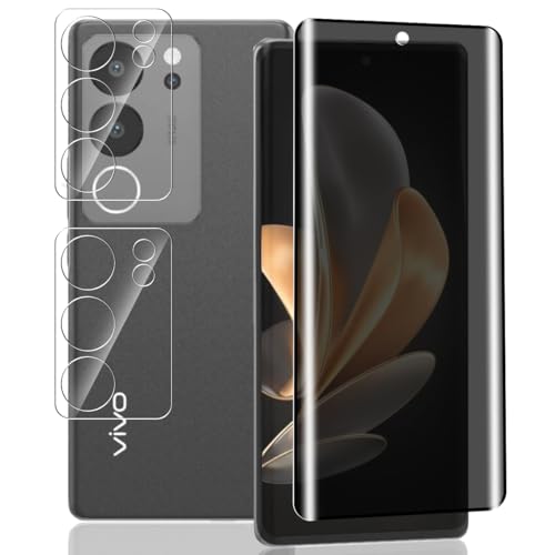 Yieehhow Sichtschutz Schutzfolie für VIVO V29 5G Panzerglas, [1 Stück] 9H Härte Anti-Spy Schutzglas und [2 Stück] Kameraschutz Panzer Schutz Glas, Privacy Panzerfolie für VIVO V29 5G von Yieehhow
