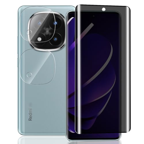Yieehhow Sichtschutz Schutzfolie für Xiaomi Redmi Note 14 Pro+/Pro Plus Panzerglas, [1 Stück] 9H Härte Anti-Spy Schutzglas und [2 Stück] Kameraschutz Glas, Panzerfolie für Redmi Note 14 Pro+/Pro Plus von Yieehhow