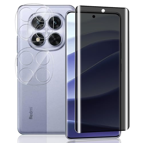 Yieehhow Sichtschutz Schutzfolie für Xiaomi Redmi Note 14 Pro 4G Panzerglas, [1 Stück] 9H Härte Anti-Spy Schutzglas und [2 Stück] Kameraschutz Panzer Schutz Glas, Panzerfolie für Redmi Note 14 Pro 4G von Yieehhow