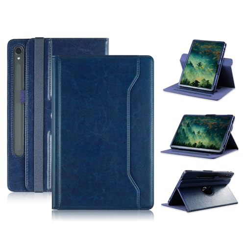 Yiernuo Hülle Kompatibel mit Tablet Samsung Galaxy Tab S9 S8 S7 11 Zoll Tab S9 FE 10.9 Zoll, Schutzhülle 360° Drehbarer Ständer PU-Leder,Dunkelblau von Yiernuo