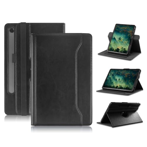 Yiernuo Hülle Kompatibel mit Tablet Samsung Galaxy Tab S9 S8 S7 11 Zoll Tab S9 FE 10.9 Zoll,Schutzhülle 360° Drehbarer Ständer PU-Leder,Schwarz von Yiernuo