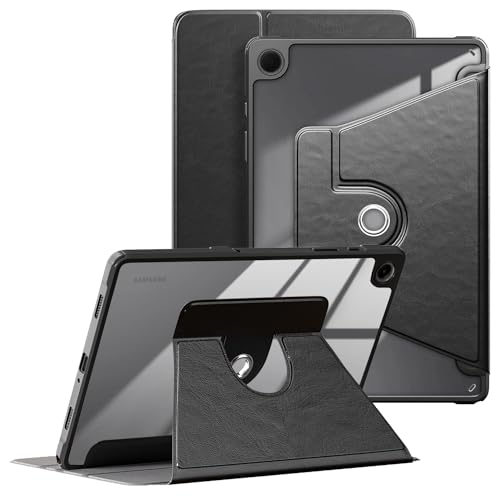 Yiernuo Hülle für Samsung Galaxy Tab A9 Plus/Galaxy Tab A9 + 11 Zoll SM-X210/X216/X218 Tablet,360° Drehen Transparente Rückschale Schutzhülle mit Auto Schlaf/Wach,Schwarz von Yiernuo