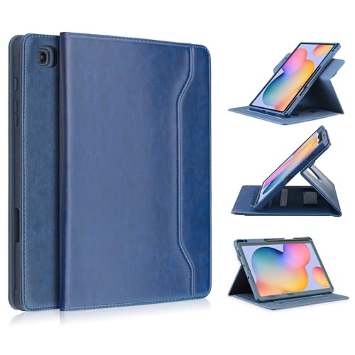 Yiernuo Hülle für Samsung Galaxy Tab S6 Lite 10.4 Zoll 2024 2022 2020 Tablet SM-P620 P625 P613 P619 P610 P615,360° Drehen Transparente Rückschale Schutzhülle mit Auto Schlaf/Wach,Dunkelblau von Yiernuo