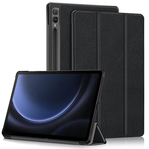 Yiernuo Hülle für Samsung Galaxy Tab S9 FE+/Tab S9 FE Plus/Tab S9 Plus 12,4 Zoll SM-X610/X616 X810/X816B/X818U Tablet, Schlank Slim Schutzhülle mit Auto Schlaf/Wach,Schwarz von Yiernuo