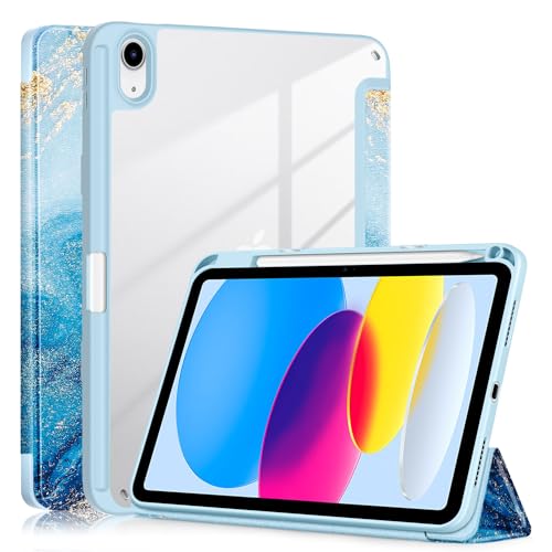 Yiernuo Hülle für iPad 10. Generation 2022 10,9 Zoll,Weiches TPU Smart Case mit Transparenter Rückseitenschale Schutzhülle Kompatibel mit ipad 10th Gen,Wellen von Yiernuo