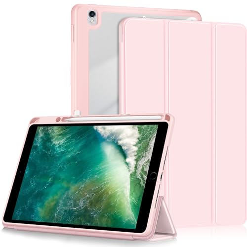 Yiernuo Hülle für iPad 9 8 7 Generation 10.2 Zoll 2021 2020 2019,iPad Air 3 Generation 10.5 2019, iPad Pro 10.5 2017，Stoßfest Schutzhülle mit Auto Schlaf/Wach Und Stifthalter,Rosa von Yiernuo