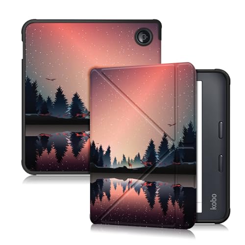 Yiernuo Weiches TPU Hülle Kompatibel Kobo Libra Colour 2024/Libra 2 2021/Vision 6 2021 7 Zoll eReader Schutzhülle mit Ständer Funktion,Dämmerung von Yiernuo