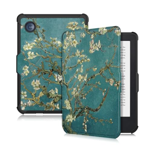 Yiernuo Weiches TPU Hülle Kompatibel Tolino Shine Color/Shine 5(2024)/Shine 4(2022) & Kobo Clara Colour/Clara BW(2024)/Clara 2E(2022) eReader,Ultradünn Schutzhülle mit Auto Schlaf/Wach,Blume von Yiernuo