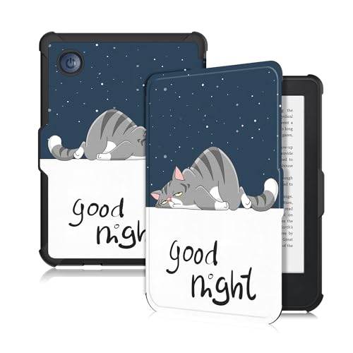 Yiernuo Weiches TPU Hülle Kompatibel Tolino Shine Color/Shine 5(2024)/Shine 4(2022) & Kobo Clara Colour/Clara BW(2024)/Clara 2E(2022) eReader,Ultradünn Schutzhülle mit Auto Schlaf/Wach,Faule Katze von Yiernuo