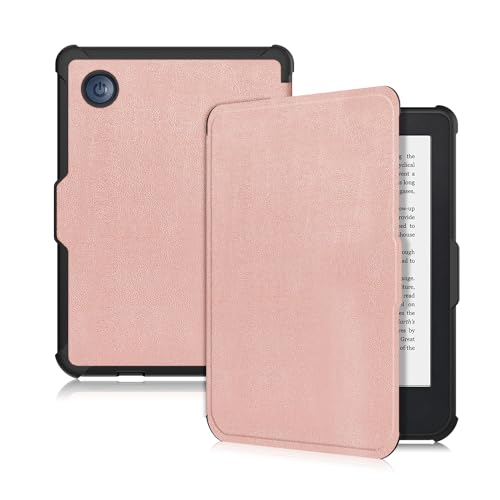Yiernuo Weiches TPU Hülle Kompatibel Tolino Shine Color/Shine 5(2024)/Shine 4(2022) & Kobo Clara Colour/Clara BW(2024)/Clara 2E(2022) eReader,Ultradünn Schutzhülle mit Auto Schlaf/Wach,Roségold von Yiernuo
