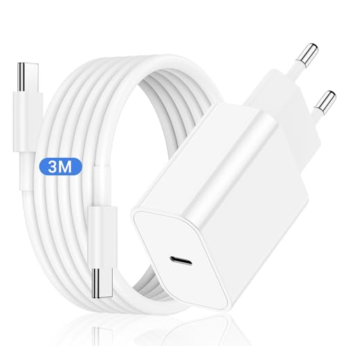 iPhone 16 15 Ladegerät und Ladekabel 3M, 20W USB C Schnellladegerät mit Typ C Schnellladekabel, USB C Kabel mit Adapter Stecker für Apple iPhone 16/16 Plus/16 Pro Max/15 Plus/15 Pro Max/MacBook/iPad von Yievis