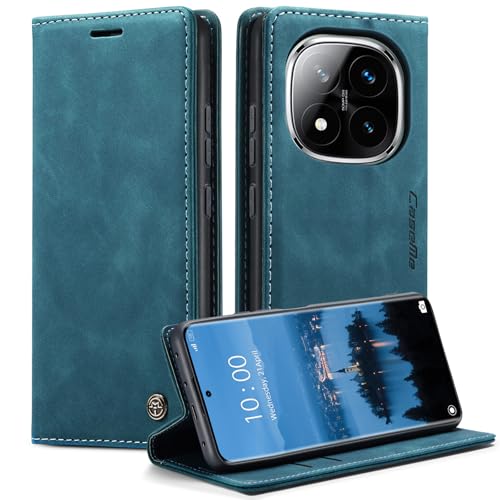 Yihaoyard Handyhülle für Xiaomi Redmi Note 14 Pro 5G [Nicht für 4G]/Xiaomi Redmi Note 14 Pro Plus 5G Premium Lederhülle Handytasche mit Magnet Kartenhalter Standfunktion Flip Case (Blaugrün) von Yihaoyard