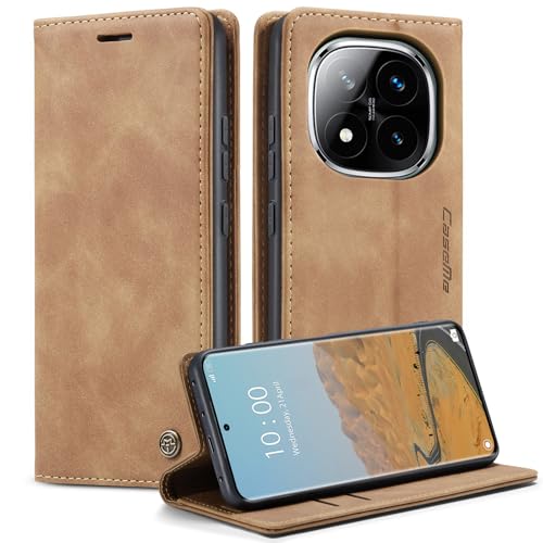 Yihaoyard Handyhülle für Xiaomi Redmi Note 14 Pro 5G [Nicht für 4G]/Xiaomi Redmi Note 14 Pro Plus 5G Premium Lederhülle Handytasche mit Magnet Kartenhalter Standfunktion Flip Case (Braun) von Yihaoyard