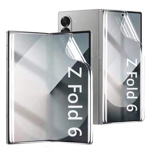 YiiLoxo 2 Stück Hydrogel Schutzfolie für Samsung Galaxy Z Fold 6, Transparente Flexible TPU Displayschutzfolie [Kein Gehärtetes Glas][Fingerabdruck Unterstützen] von YiiLoxo