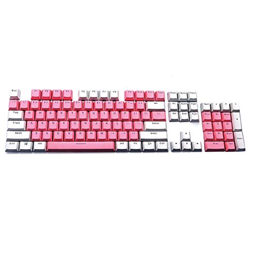 Yiifunglong Key Caps Set Tastaturersatz für PC-Tastaturen, 104pcs / Satz Universal Doppelfarbschlüsselkappe Keycaps für Cherry Mechanische Tastatur - Rosa Weiß von Yiifunglong