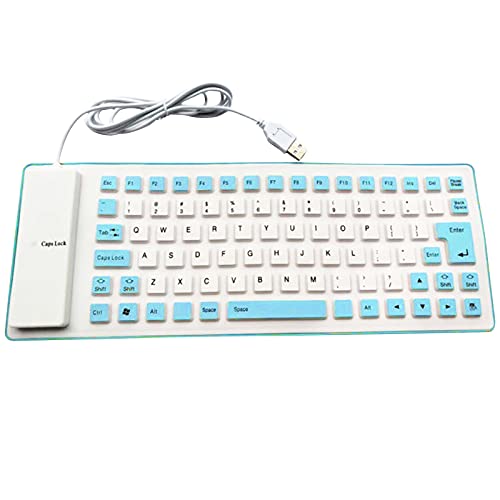 Yiifunglong Tragbare erweiterte Tastatur für Notebook-Computer, Tragbare, weiche, wasserdichte, Flexible Silikon-Roll-Up-Silent-Tastatur für Laptop - Blau von Yiifunglong