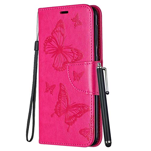 Yiizy Handyhüllen für Huawei P30 ELE-L29 Ledertasche, Schmetterling Stil Lederhülle Brieftasche Schutzhülle für Huawei P30 ELE-L29 hülle Silikon Cover mit Magnetverschluss Kartenfächer (Rot) von Yiizy