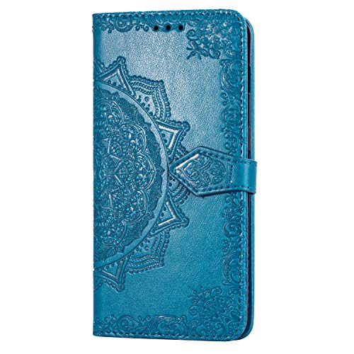 Yiizy Handyhüllen für Xiao Mi Pocophone F1 Ledertasche, Spirale Blume Stil Lederhülle Brieftasche Schutzhülle für Xiao Mi Poco F1 hülle Silikon Cover Magnetverschluss Kartenfächer (Blau) von Yiizy