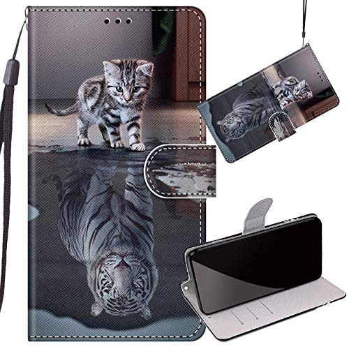 Yiizy Handyhüllen für Xiaomi Mi 10T Lite 5G, Tiger Ledertasche Flip Hülle Wallet Stylish mit Standfunktion Magnetisch PU Tasche Schutzhülle passt für Xiaomi Mi 10T Lite 5G Cover von Yiizy