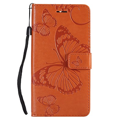 Yiizy handyhülle für Moto G5S Ledertasche, Großer Schmetterling Stil Lederhülle Brieftasche Schutzhülle für XT1793 Hülle Silikon Cover mit Magnetverschluss Kartenfächer (Orange) von Yiizy