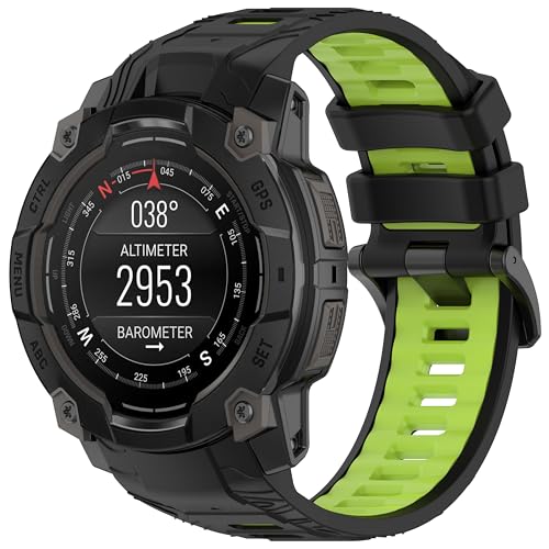Yikamosi 22MM Dual Color Schnellverschluss Weiches Silikon rostfreiem Metallverschluss Ersatzbänder für Frauen und Männer Kompatibel mit Garmin Instinct 3 45MM,Schwarz/Grün Yikamosi 22MM Dual Color Schnellverschluss Weiches Silikon rostfreiem Metallverschluss Ersatzbänder für Frauen und Männer Kompatibel mit Garmin Instinct 3 45MM,Schwarz/Grün von Yikamosi